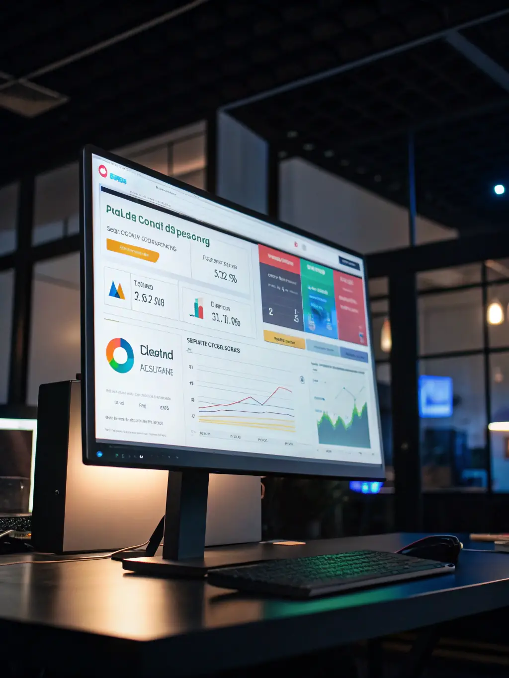 A dynamic image of a Google Ads dashboard, highlighting key metrics and performance graphs, illustrating the effectiveness of Google Ads management.